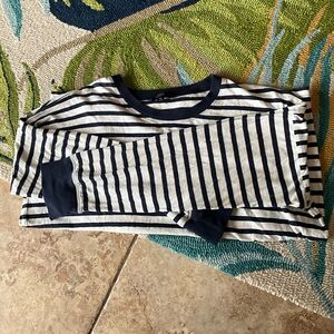 J. Crew Navy and White Striped Long Sleeve Tee